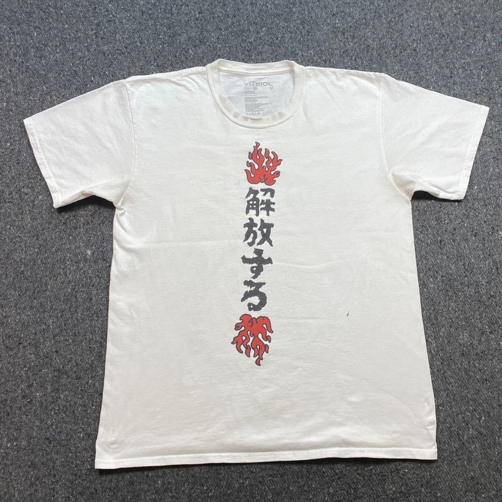 Vitriol TShirt Sz L Mens White Streetwear Anime Yall Got Me Pressed Graphic Tee